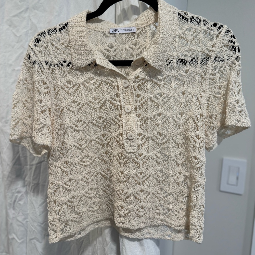 Zara Ivory Crochet Blouse